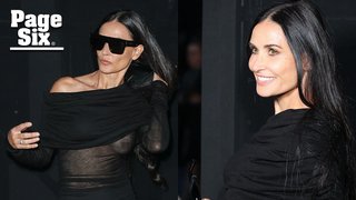 Demi Moore suffers wardrobe malfunction in sheer dress during Paris Fashion Week