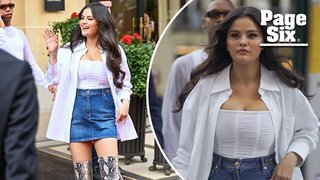 Selena Gomez sizzles in white-hot corset and thigh-high snakeskin boots in Paris
