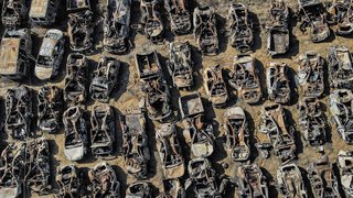 Burnt-out cars a haunting remnant of the Hamas attacks
